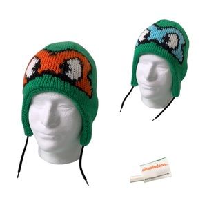 Nickelodeon Ninja turtle Reverible flap ears knit beanie hat Unisex SZ OSFM EUC